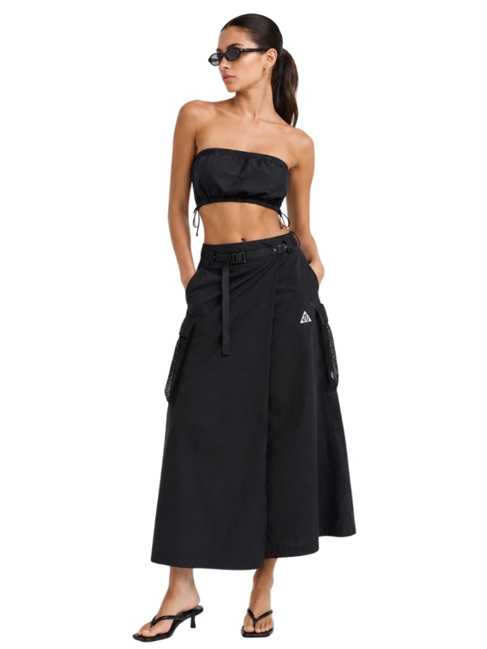 Nike ACG FV7321-010 Black Snowgrass UV 40+ Maxi Cargo Wrap Skirt Small Gorpcore